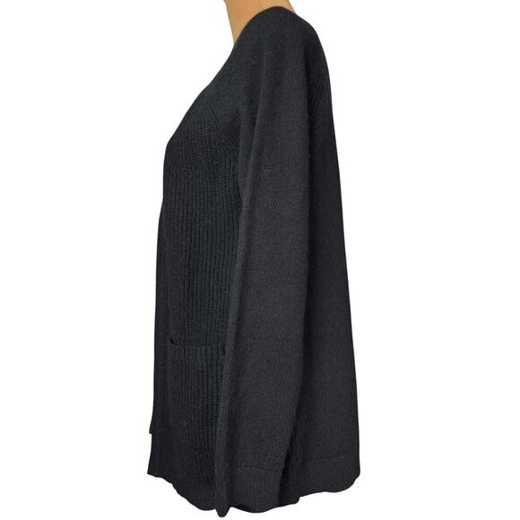 Vintage Pendleton Lambswool Angora Open‎ Front Cardigan Large Petite Black - Picture 3 of 7
